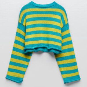 Zara CROPPED KNIT STRIPED SWEATER